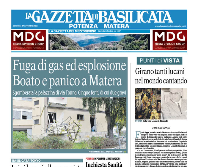 Copertina pagina della Gazzetta di Basilicata